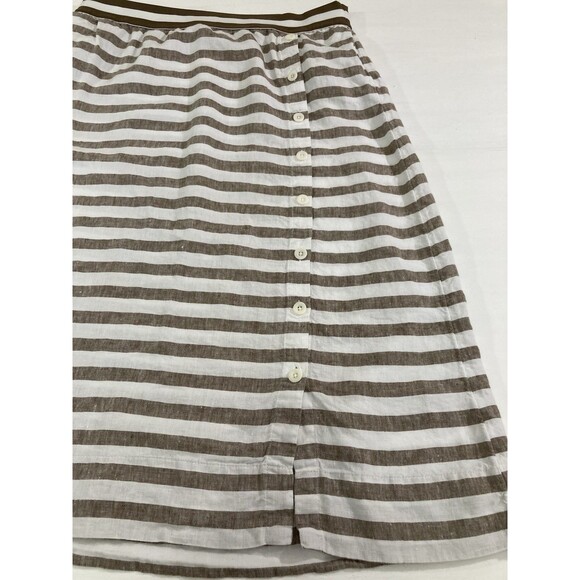 J Jill Skirt Women’s Lp Brown Stripe Love Linen Pull On Pockets Casual Bohemian - Picture 3 of 10